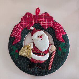Vintage Christmas Wreath Santa Claus Holiday Puffy Wreath  12" Diameter New